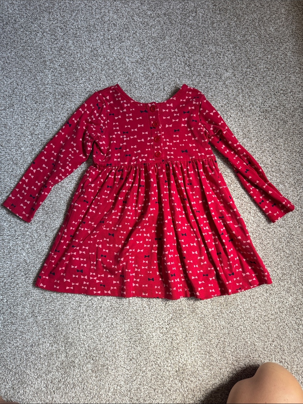 Hanna Andersson Red Bow-Print Long Sleeve Dress